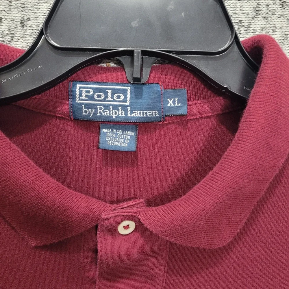 Polo Ralph Lauren Mens XL Long Sleeve Polo Burgundy Maroon Cotton Pony Logo